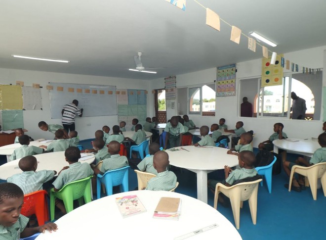 Boys in a lesson in an Al-Falah classroom